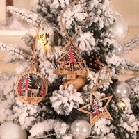 Thumbnail for 6-Piece DIY Set: Green & Red Wooden Tree/Star Pendants - Festive Christmas Party Decorations - Xmas Tree Ornaments and Kids' Gifts