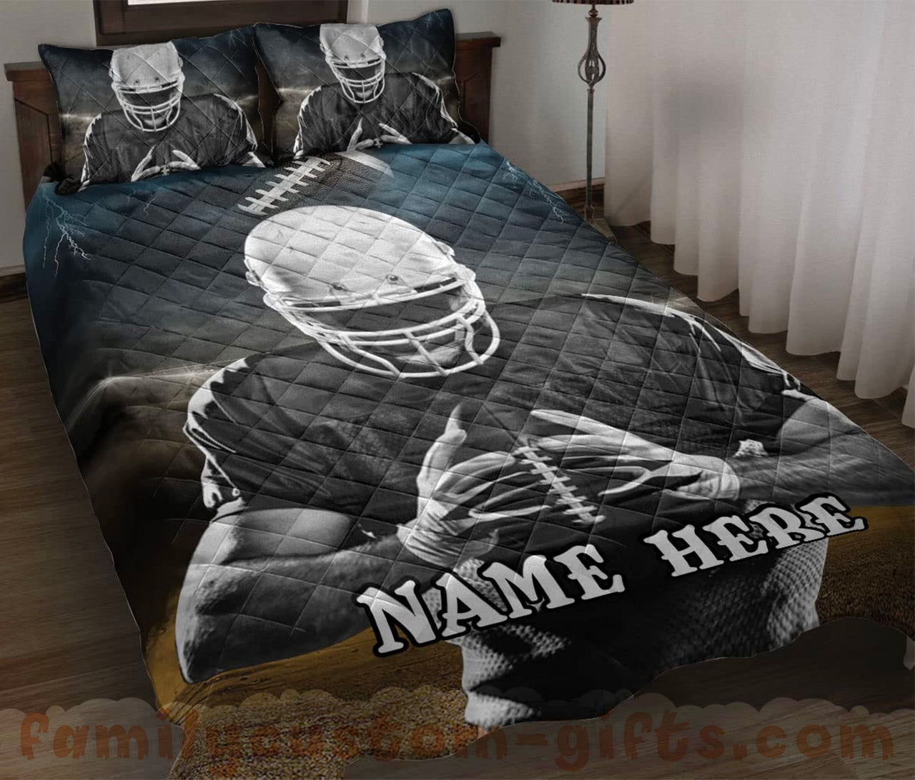 Custom Quilt Sets American Football Player Sports Premium Quilt Bedding for Boys Girls Men Women