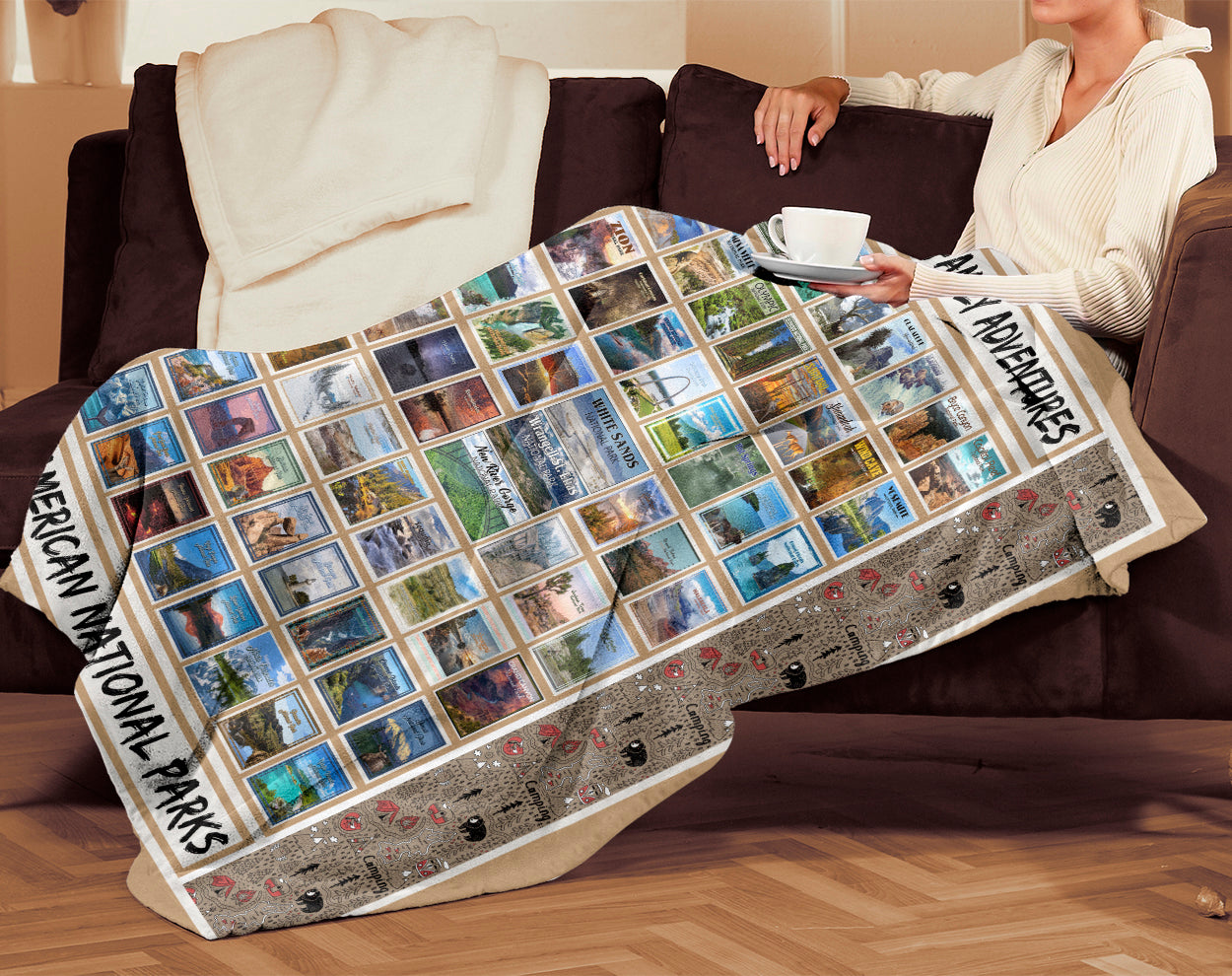 Personalized Custom 63 American National Parks Fleece Sherpa Blanket