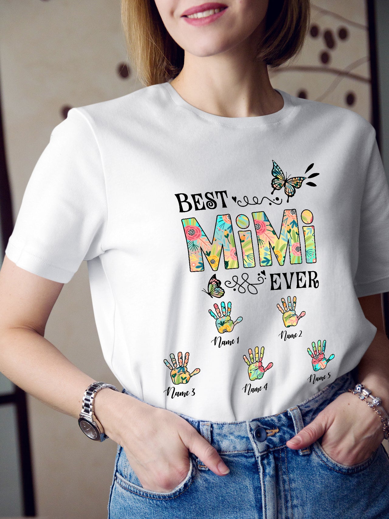 Personalized Mimi And Grandkids Names Best Mimi Ever Flower Shirt Gift For Mimi Grandma Mother Day