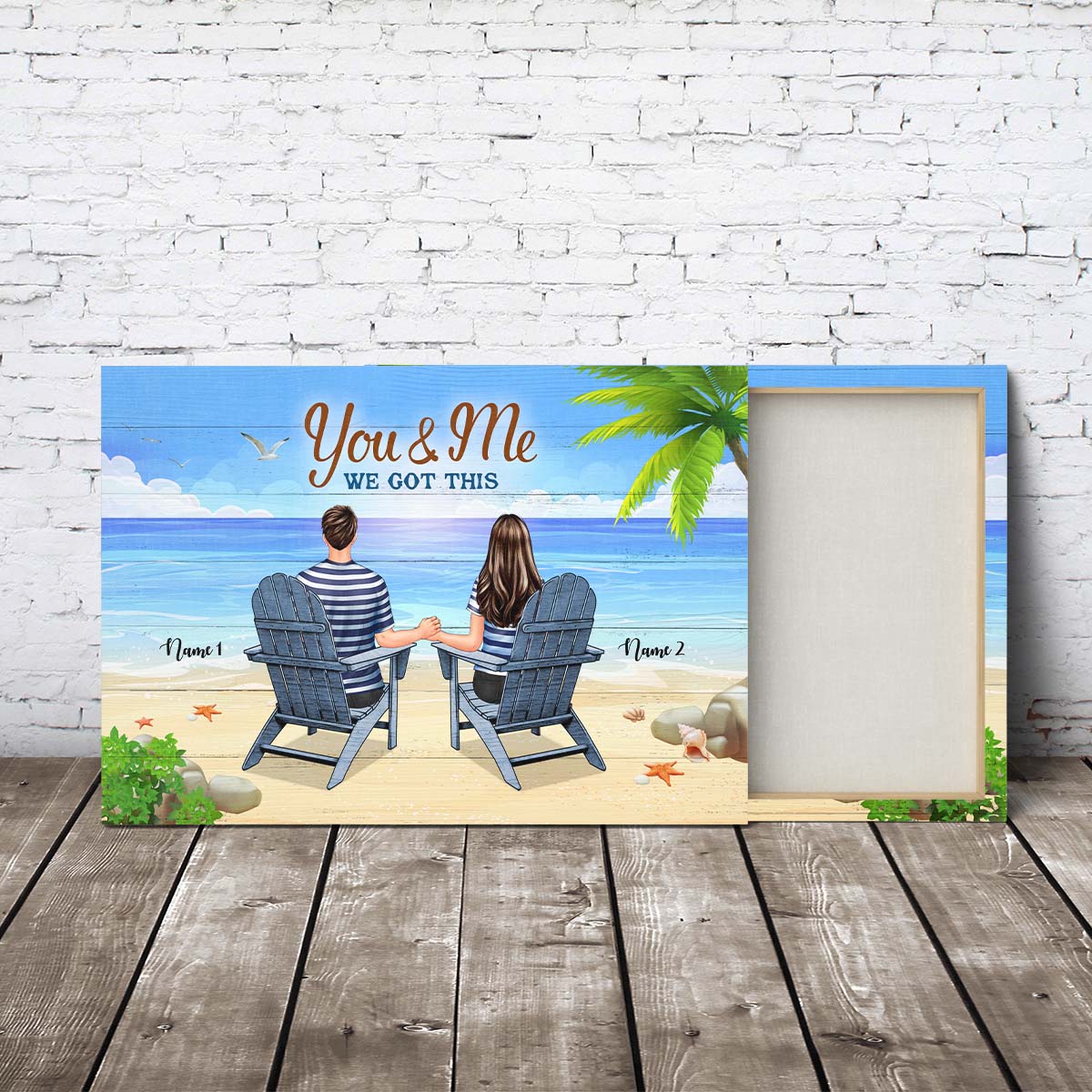 Back View Couple Sitting Beach Built A Life We Loved Personalized Custom Wall Art Canvas Print Valentine Gift for Couple Wife Girlfriend Husband