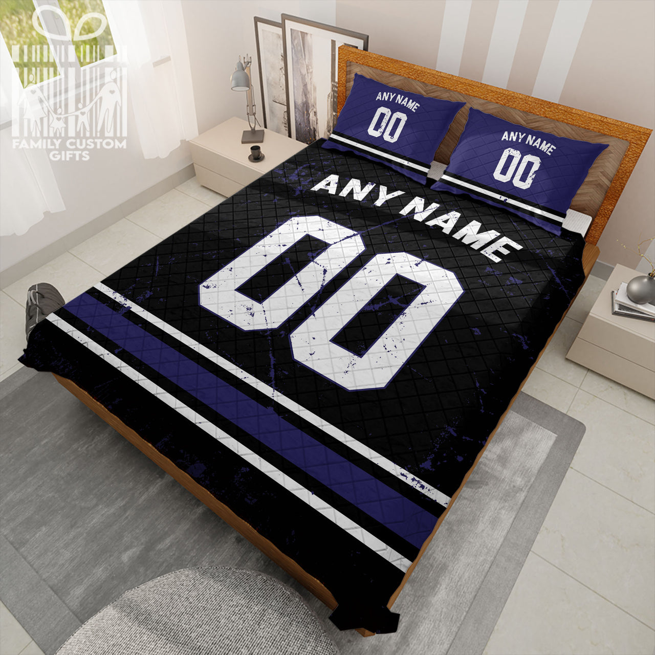 Custom Quilt Sets Baltimore Jersey Personalized Football Premium Quilt Bedding for Men Women