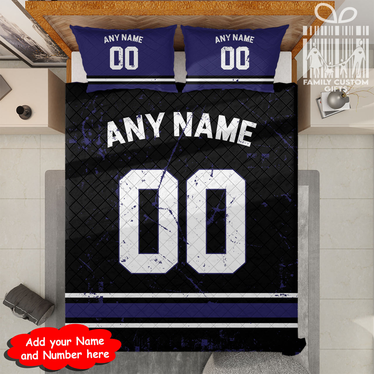 Custom Quilt Sets Baltimore Jersey Personalized Football Premium Quilt Bedding for Men Women