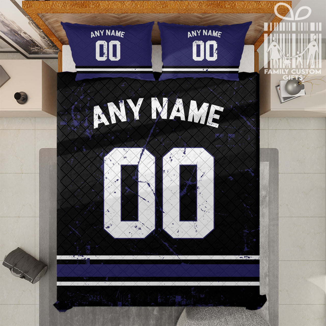 Custom Quilt Sets Baltimore Jersey Personalized Football Premium Quilt Bedding for Men Women