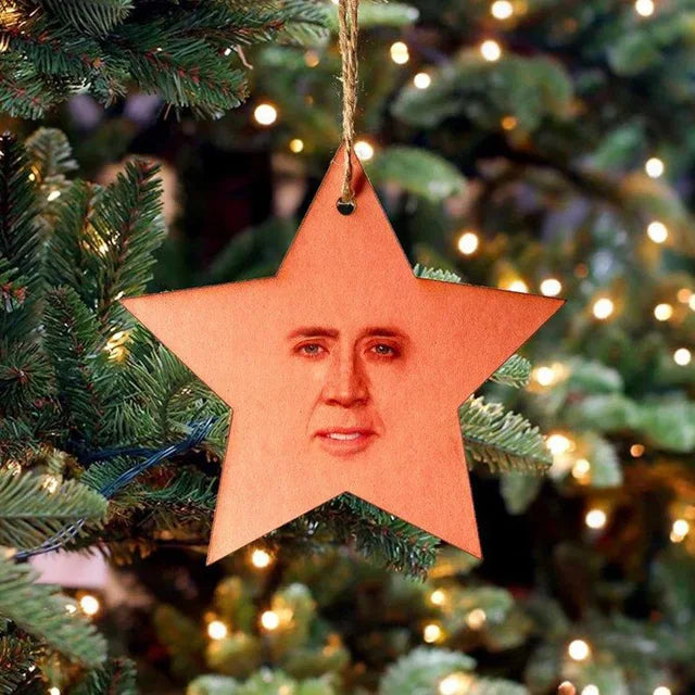 Handmade Barry Santa Wooden Christmas Ornament - A Festive Mr. Wood Meme - Comical Xmas Holiday 2D Gift