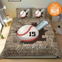 Thumbnail for Custom Quilt Sets for Kids Teens Adult Baseball Breaking Wall Personalized Quilt Bedding