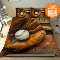Thumbnail for Comforter Vintage Baseball Glove and Bat Custom Bedding Set for Kids Teens Adult Personalized Premium Bed Set
