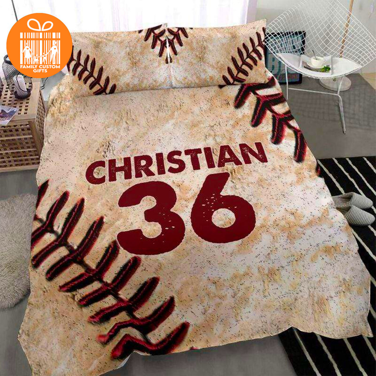 Comforter Vintage Baseball Stitches Ball Custom Bedding Set for Kids Teens Adult Personalized Premium Bed Set