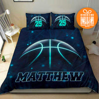 Thumbnail for Custom Quilt Sets for Kids Teens Adult Basketball Blue Light Personalized Quilt Bedding