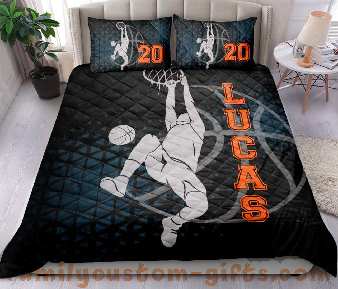 Custom Quilt Sets Basketball Boy Player Posing Fan Gift Premium Quilt Bedding for Boys Girls Men Women