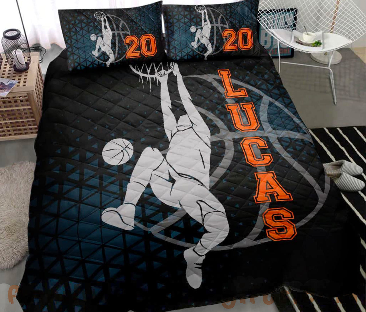 Custom Quilt Sets Basketball Boy Player Posing Fan Gift Premium Quilt Bedding for Boys Girls Men Women