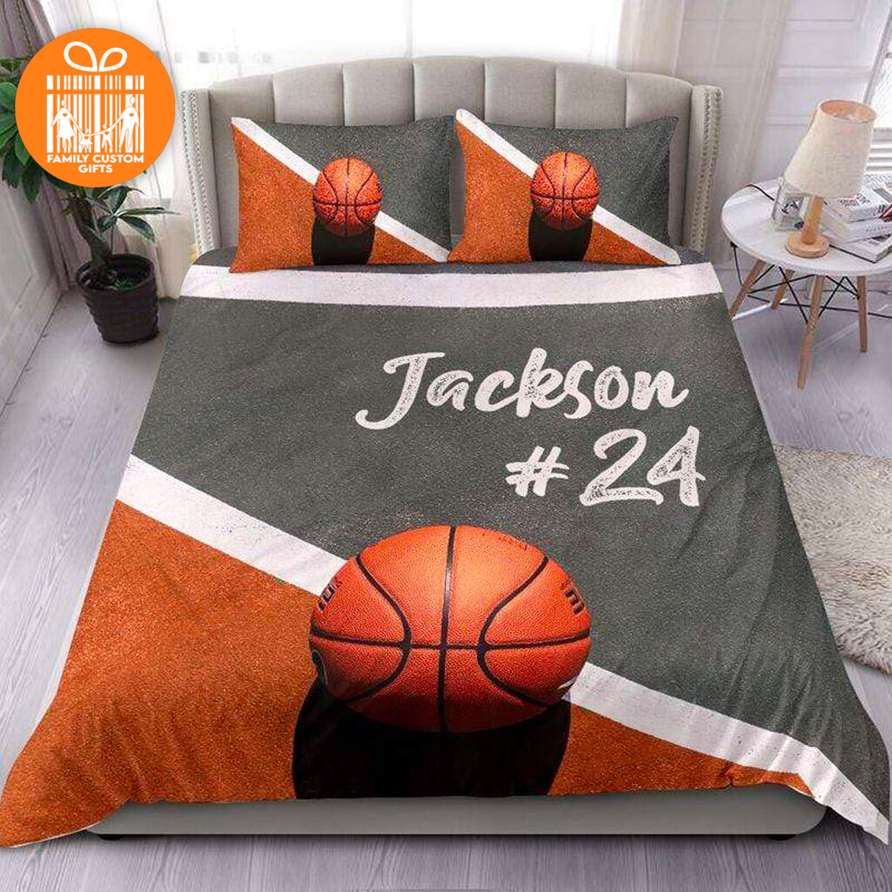 Custom Quilt Sets for Kids Teens Adult Basketball Court Out Side Personalized Quilt Bedding