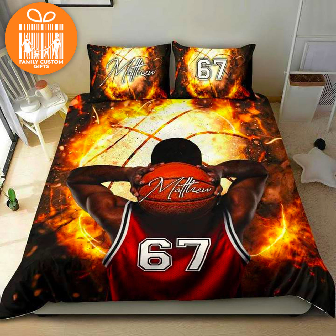 Custom Quilt Sets for Kids Teens Adult Basketball Player Personalized Premium Quilt Bedding