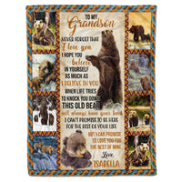 Thumbnail for Personalized Custom Grandma Nana Grandpa Name To My Grandson This Old Bear Fleece Throw Sherpa Blanket Twin Queen Size Christmas Birthday Tapestry Wall Hanging
