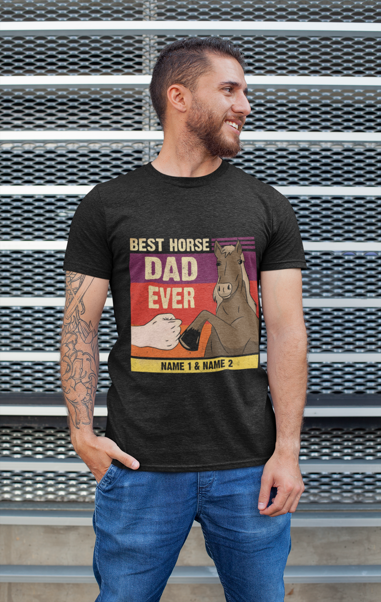 Personalized Name Best Horse Dad Ever Just Ask Vintage Style Shirt For Dad Daddy Father Day