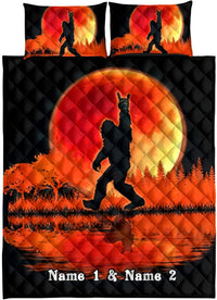 Thumbnail for Custom Quilt Sets Bigfoot & Red Full Moon Love Sign Black Premium Quilt Bedding for Boys Girls Men Women