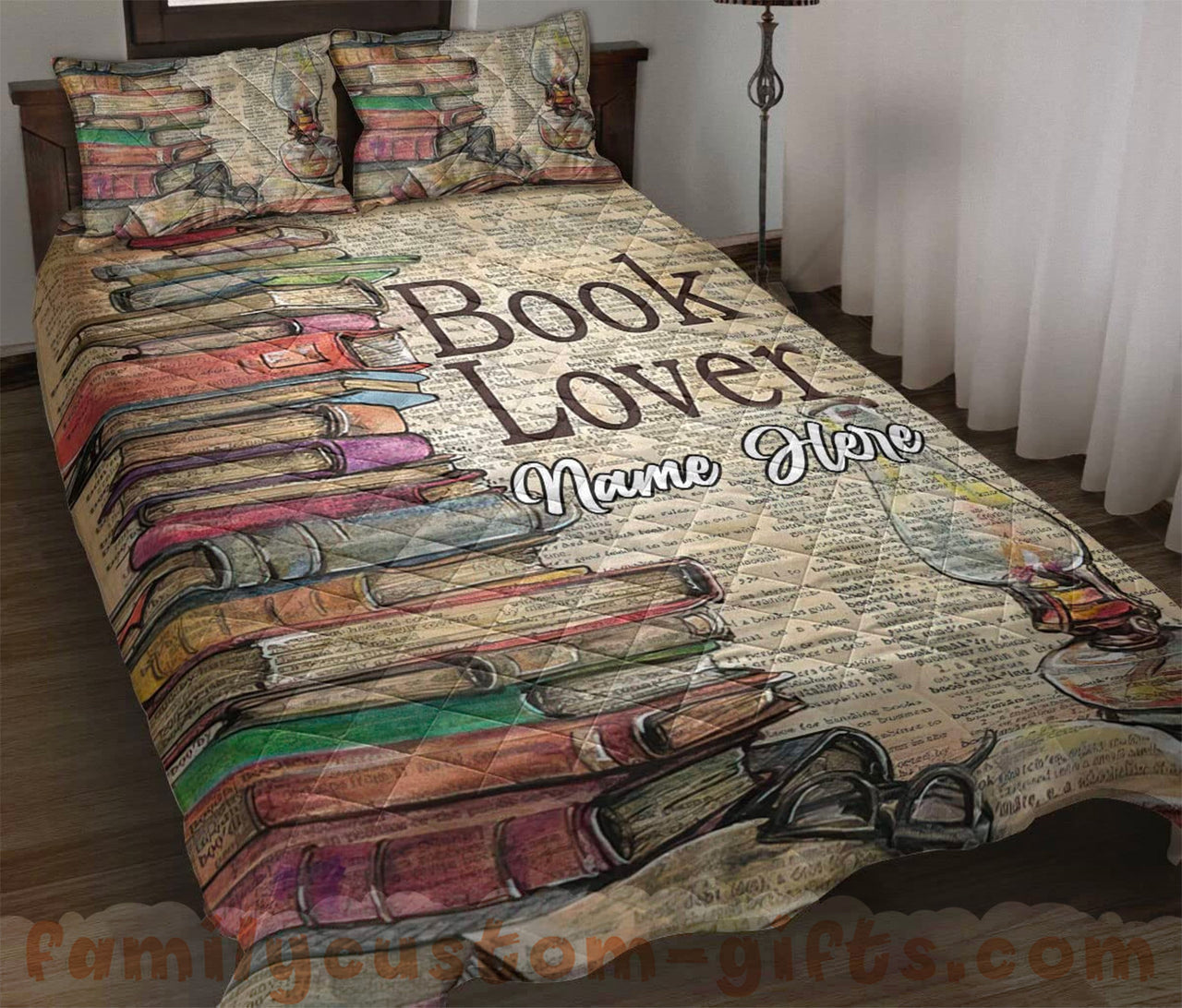 Custom Quilt Sets Bookshelf Reading Books Gift for Book Lover Premium Quilt Bedding for Boys Girls Men Women