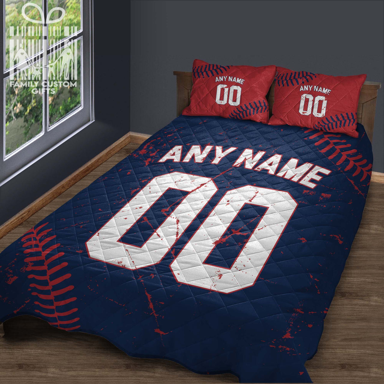 Custom Quilt Sets Boston Jersey Personalized Baseball Premium Quilt Bedding for Men Women
