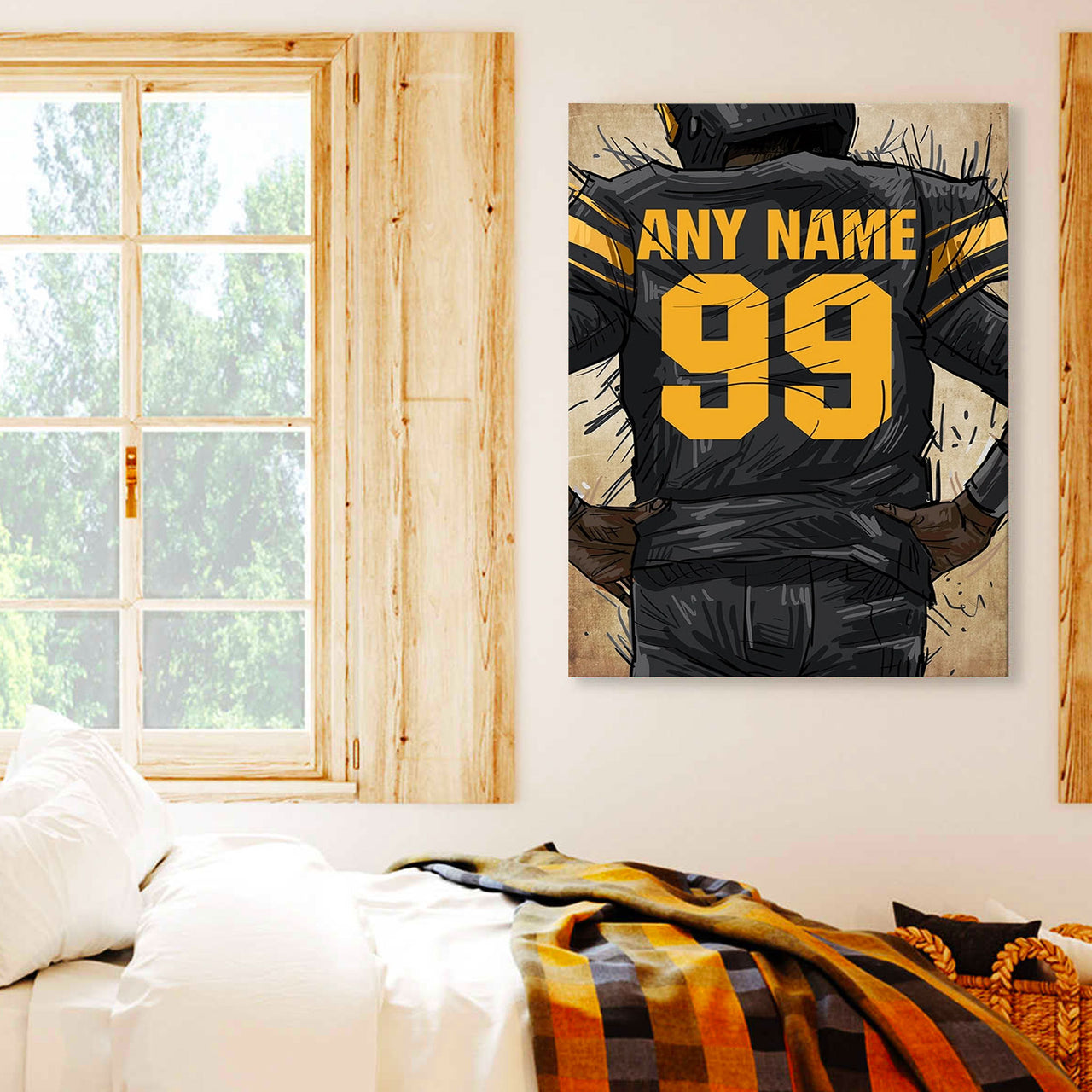 Pittsburgh Steelers Jersey Custom Canvas Print Wall Art for Boy Girl Men Women American Football Personalized Canvas Art