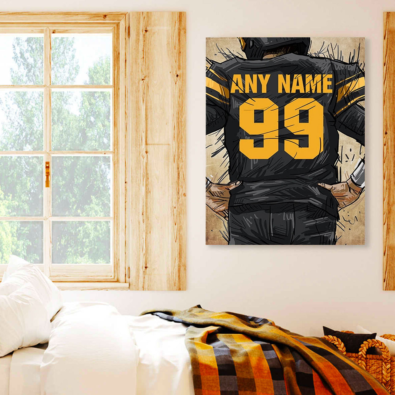 Pittsburgh Steelers Jersey Custom Canvas Print Wall Art for Boy Girl Men Women American Football Personalized Canvas Art