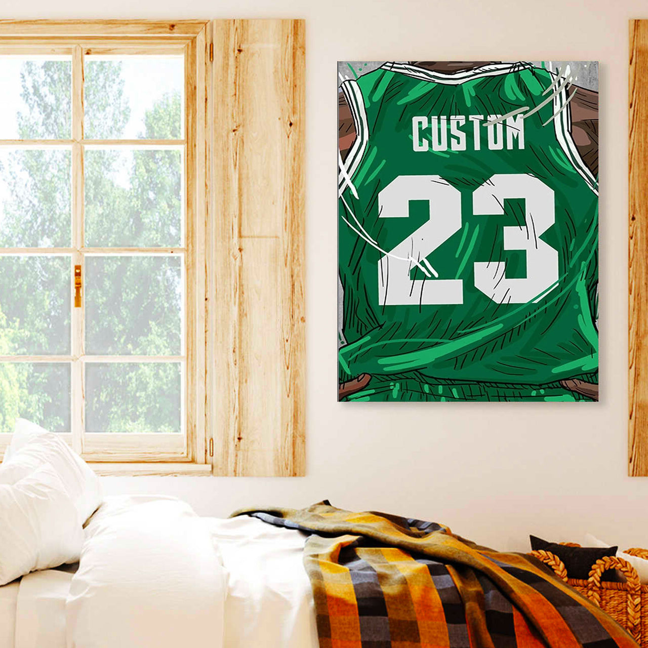 Boston Celtics Jersey Custom Canvas Print Wall Art for Boy Girl Men Women Basketball Personalized Canvas Art