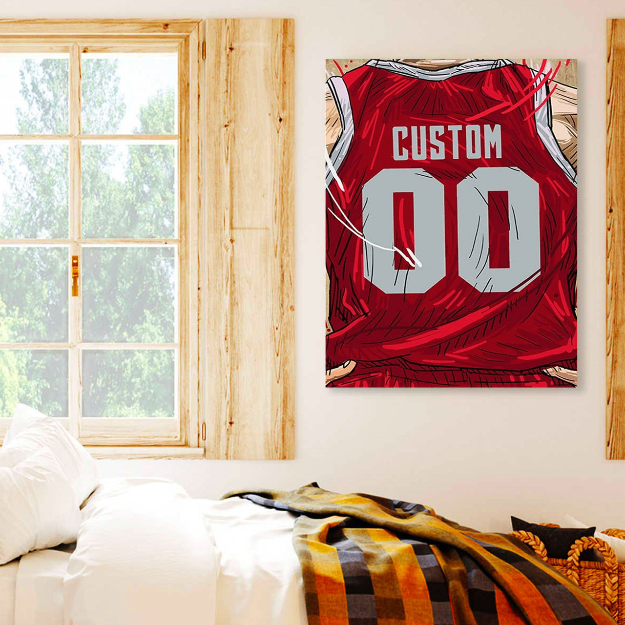 Houston Cougars Jersey Custom Canvas Print Wall Art for Boy Girl Men Women Basketball Personalized Canvas Art