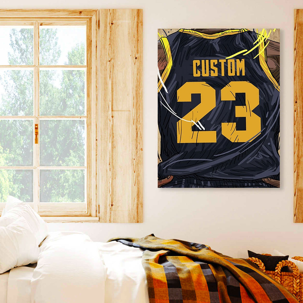 Indiana Jersey Custom Canvas Print Wall Art for Boy Girl Men Women Basketball Personalized Canvas Art