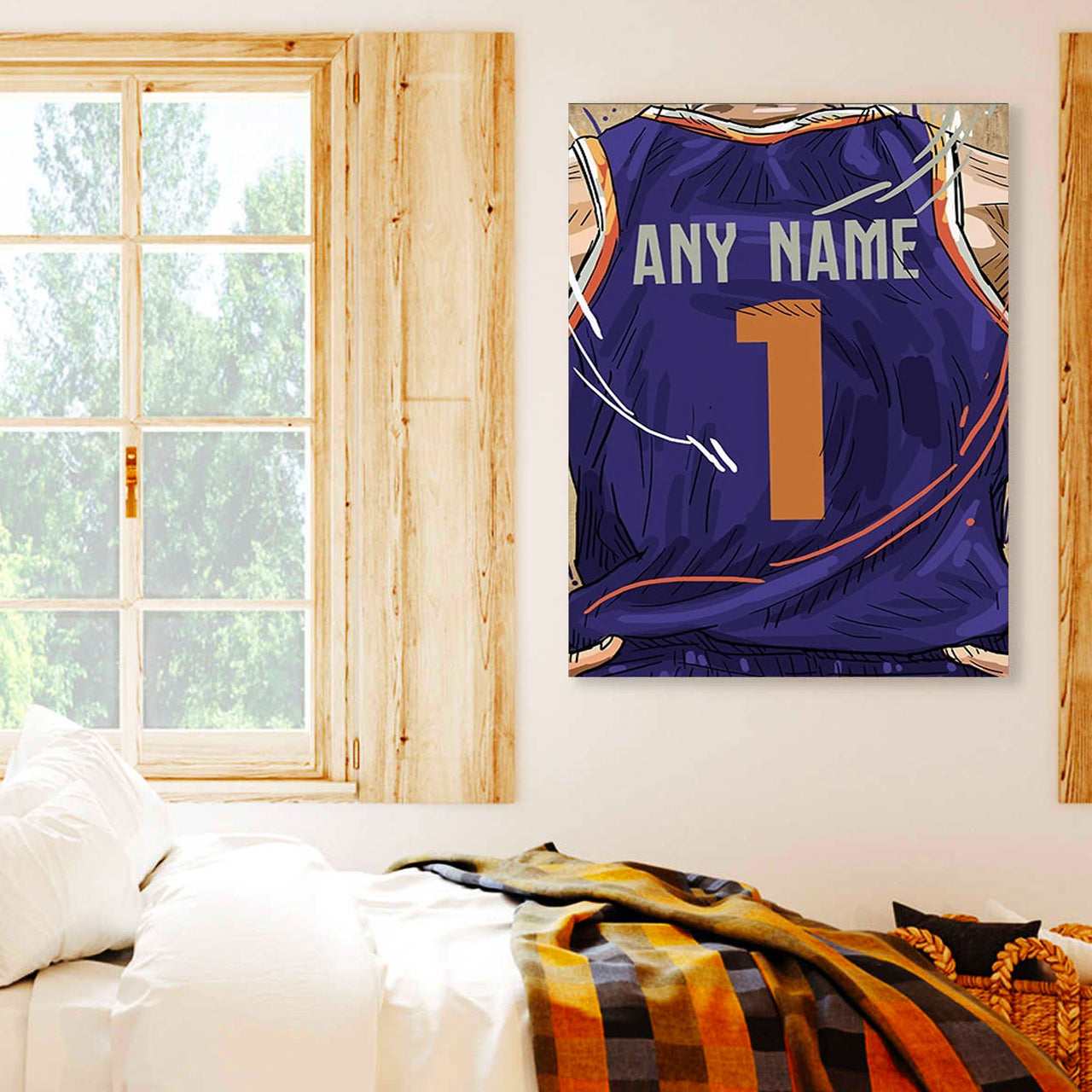 Phoenix Suns Jersey Custom Canvas Print Wall Art for Boy Girl Men Women Basketball Personalized Canvas Art