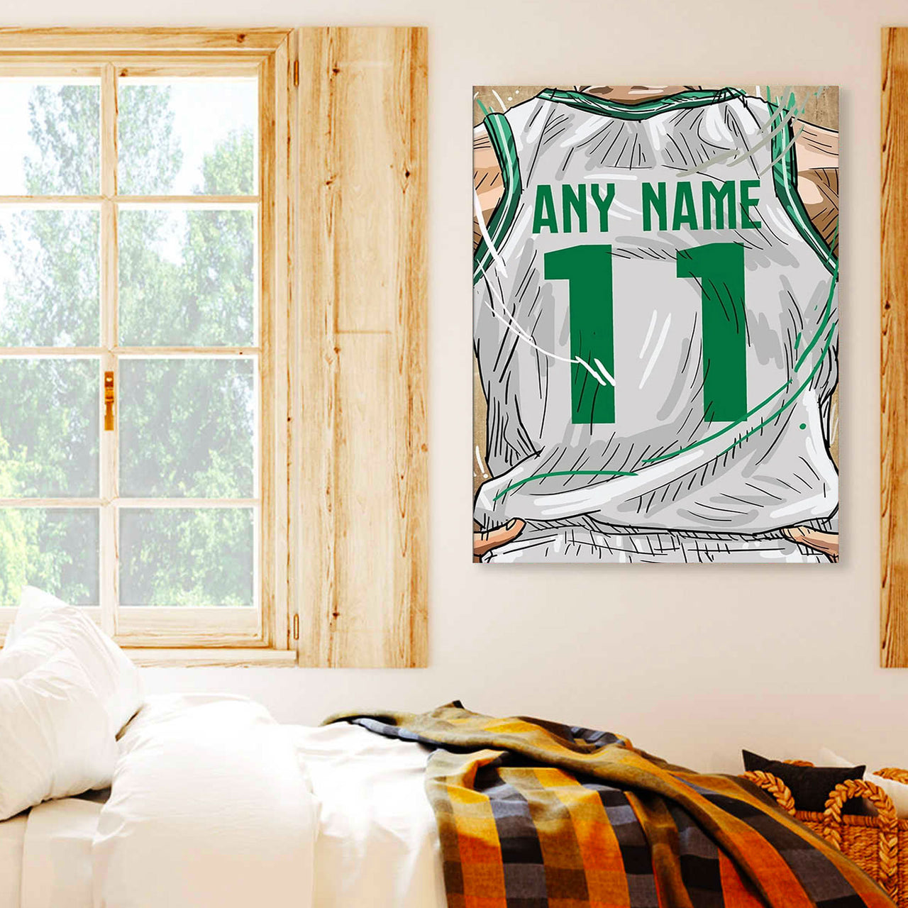 Boston Celtics Jersey Custom Canvas Print Wall Art for Boy Girl Men Women Basketball Personalized Canvas Art