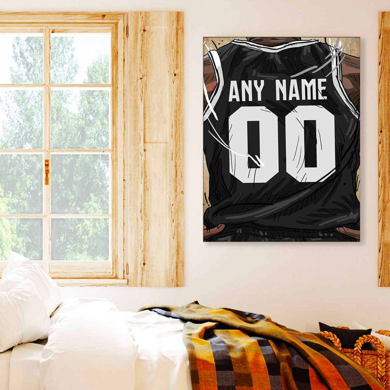 Brooklyn Nets Jersey Custom Canvas Print Wall Art for Boy Girl Men Women Basketball Personalized Canvas Art