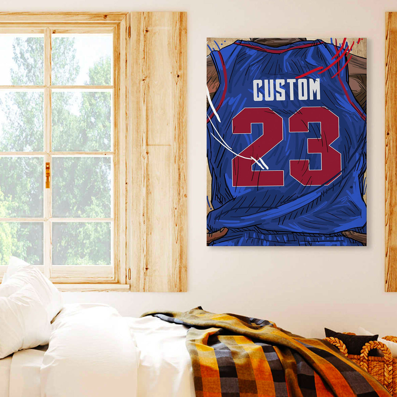 Detroit Pistons Jersey Custom Canvas Print Wall Art for Boy Girl Men Women Basketball Personalized Canvas Art