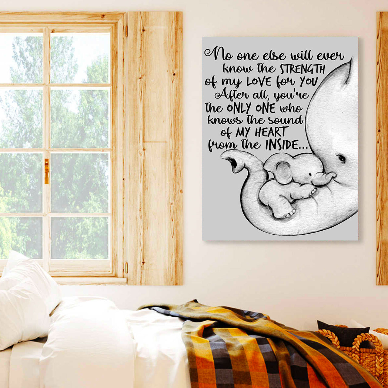 Custom Canvas Art Baby Elephant No One Else Will Ever Know the Strength of My Love Wall Art