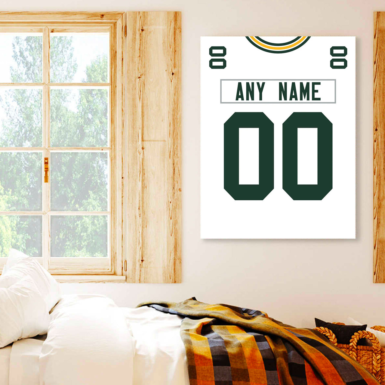 Green Bay Jersey Custom Canvas Print Wall Art for Boy Girl Men Women Football Personalized Canvas Art