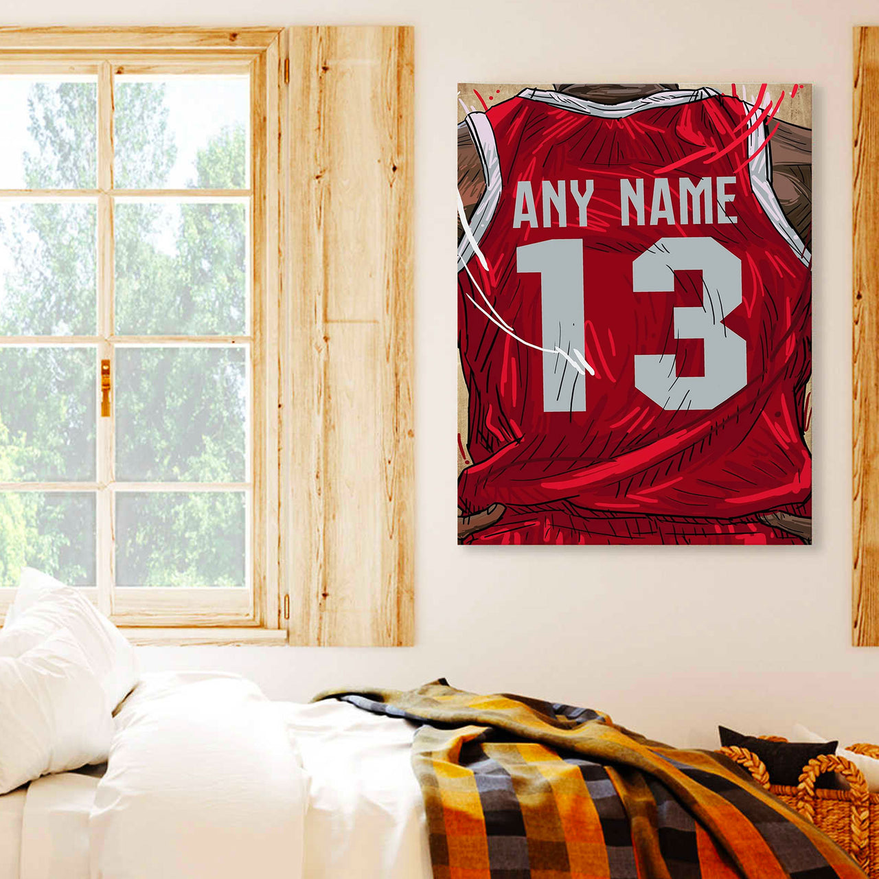 Houston Cougars Jersey Custom Canvas Print Wall Art for Boy Girl Men Women Basketball Personalized Canvas Art