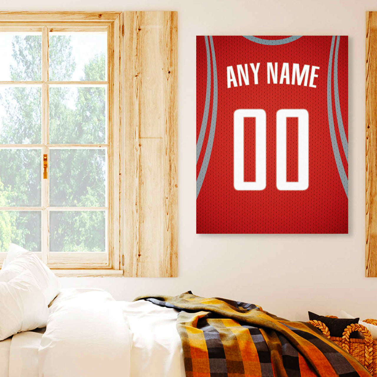 Houston Jersey Custom Canvas Print Wall Art for Boy Girl Men Women Basketball Personalized Canvas Art