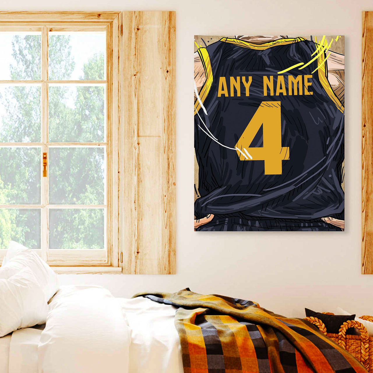 Indiana Jersey Custom Canvas Print Wall Art for Boy Girl Men Women Basketball Personalized Canvas Art