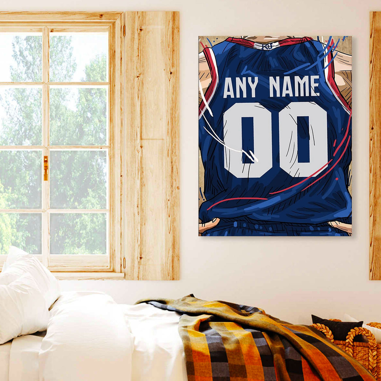 Kansas Jayhawks Jersey Custom Canvas Print Wall Art for Boy Girl Men Women Basketball Personalized Canvas Art