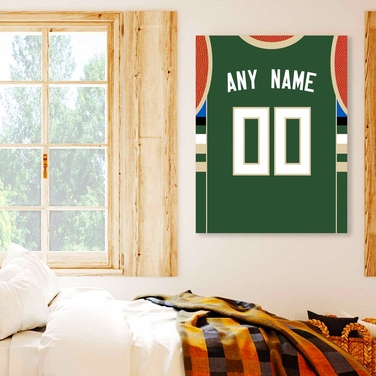 Milwaukee Jersey Custom Canvas Print Wall Art for Boy Girl Men Women Basketball Personalized Canvas Art