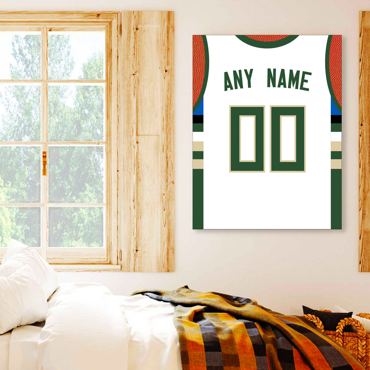 Milwaukee Jersey Custom Canvas Print Wall Art for Boy Girl Men Women Basketball Personalized Canvas Art