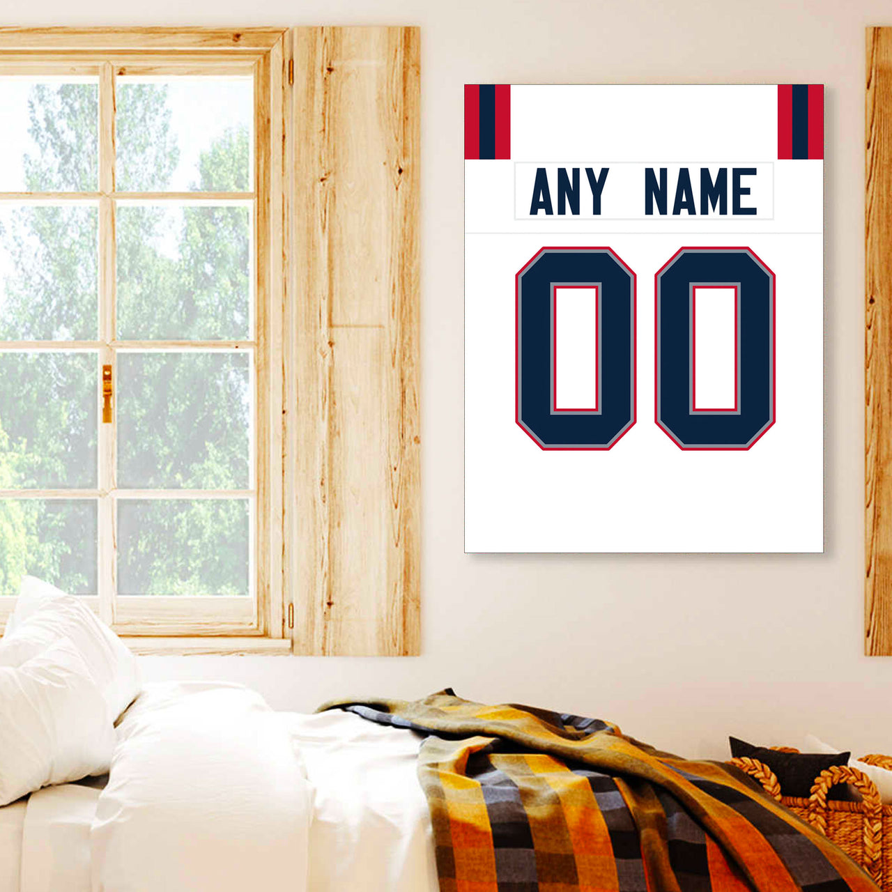 New England Jersey Custom Canvas Print Wall Art for Boy Girl Men Women Football Personalized Canvas Art