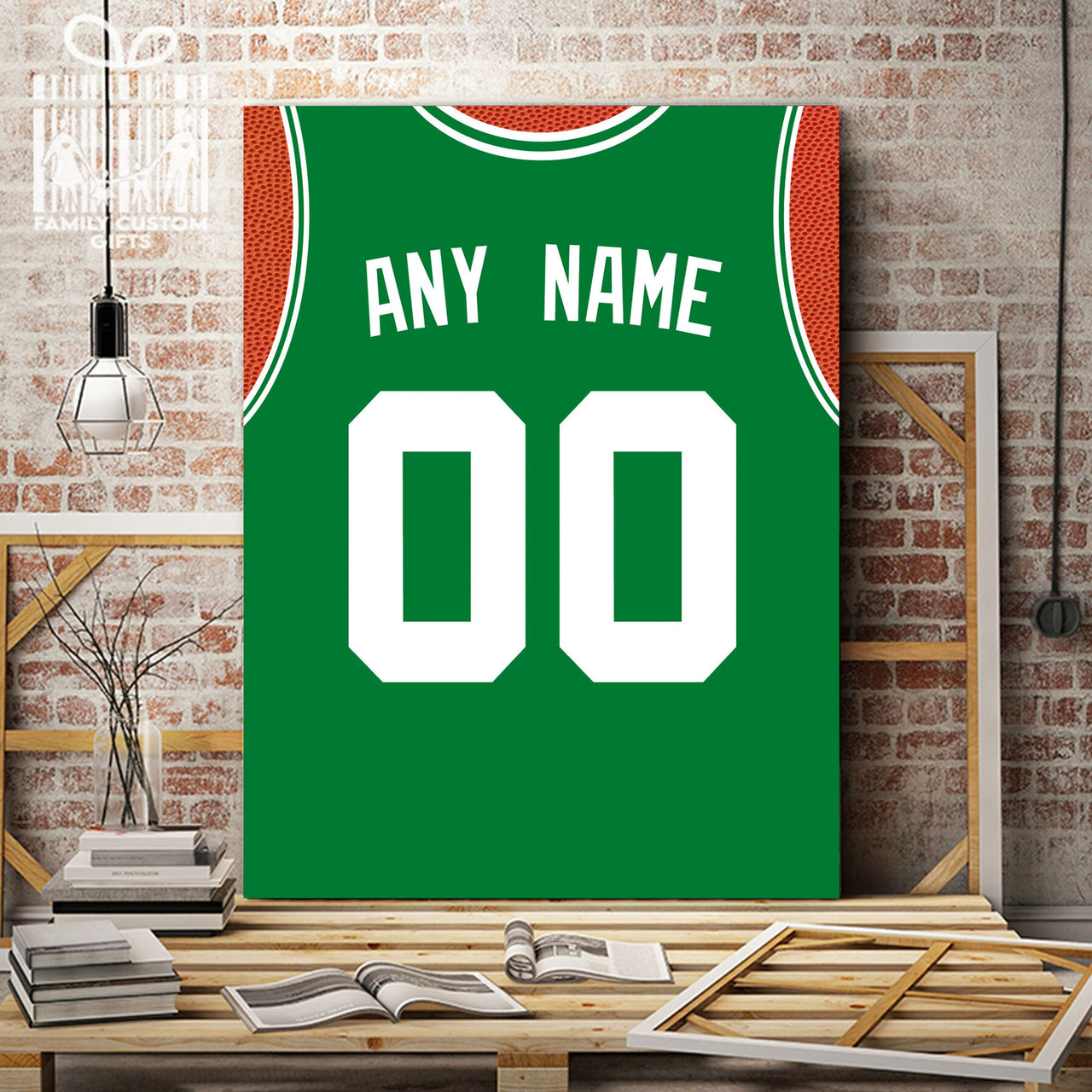 Boston Jersey Custom Canvas Print Wall Art for Boy Girl Men Women Basketball Personalized Canvas Art