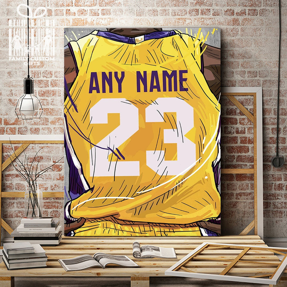 Los Angeles Clip Jersey Custom Canvas Print Wall Art for Boy Girl Men Women Basketball Personalized Canvas Art