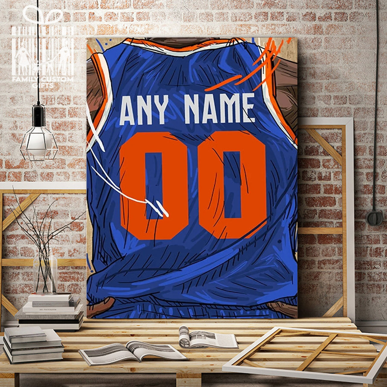 New York Knicks Jersey Custom Canvas Print Wall Art for Boy Girl Men Women Basketball Personalized Canvas Art