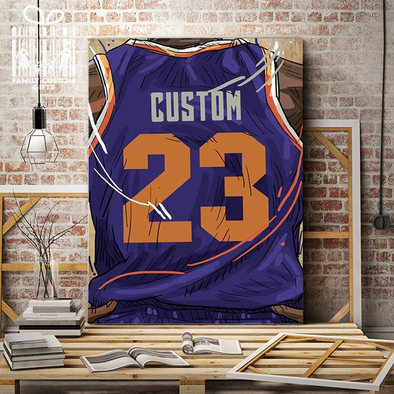 Phoenix Suns Jersey Custom Canvas Print Wall Art for Boy Girl Men Women Basketball Personalized Canvas Art