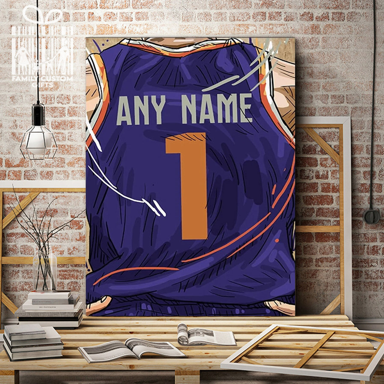 Phoenix Suns Jersey Custom Canvas Print Wall Art for Boy Girl Men Women Basketball Personalized Canvas Art