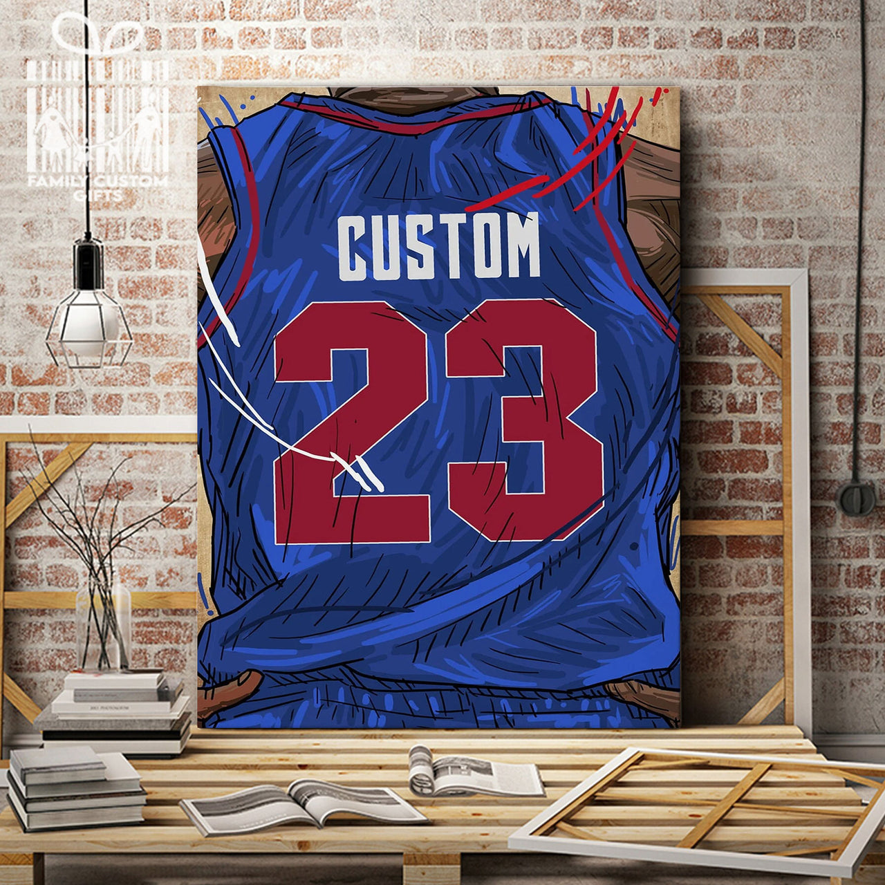 Detroit Pistons Jersey Custom Canvas Print Wall Art for Boy Girl Men Women Basketball Personalized Canvas Art