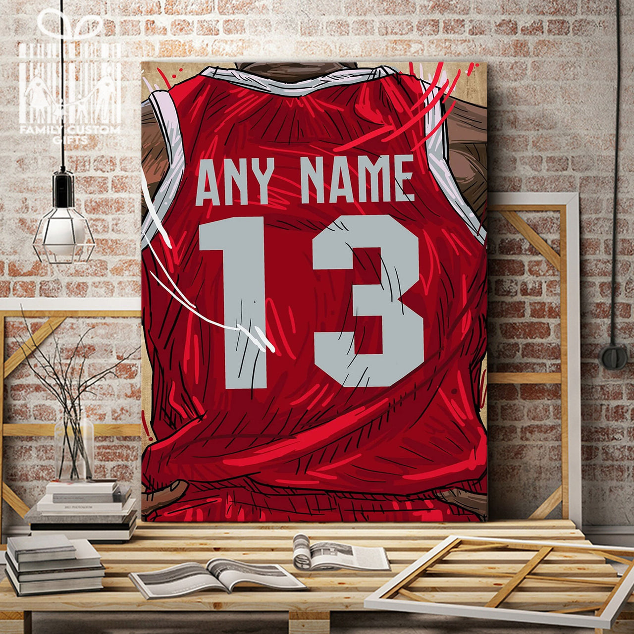 Houston Cougars Jersey Custom Canvas Print Wall Art for Boy Girl Men Women Basketball Personalized Canvas Art