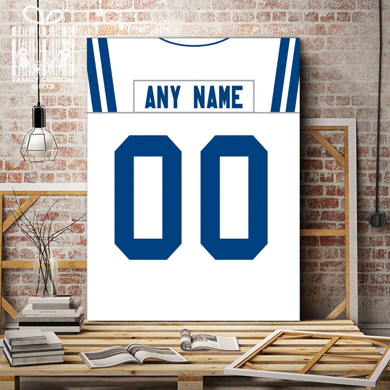 Indianapolis Jersey Custom Canvas Print Wall Art for Boy Girl Men Women Football Personalized Canvas Art