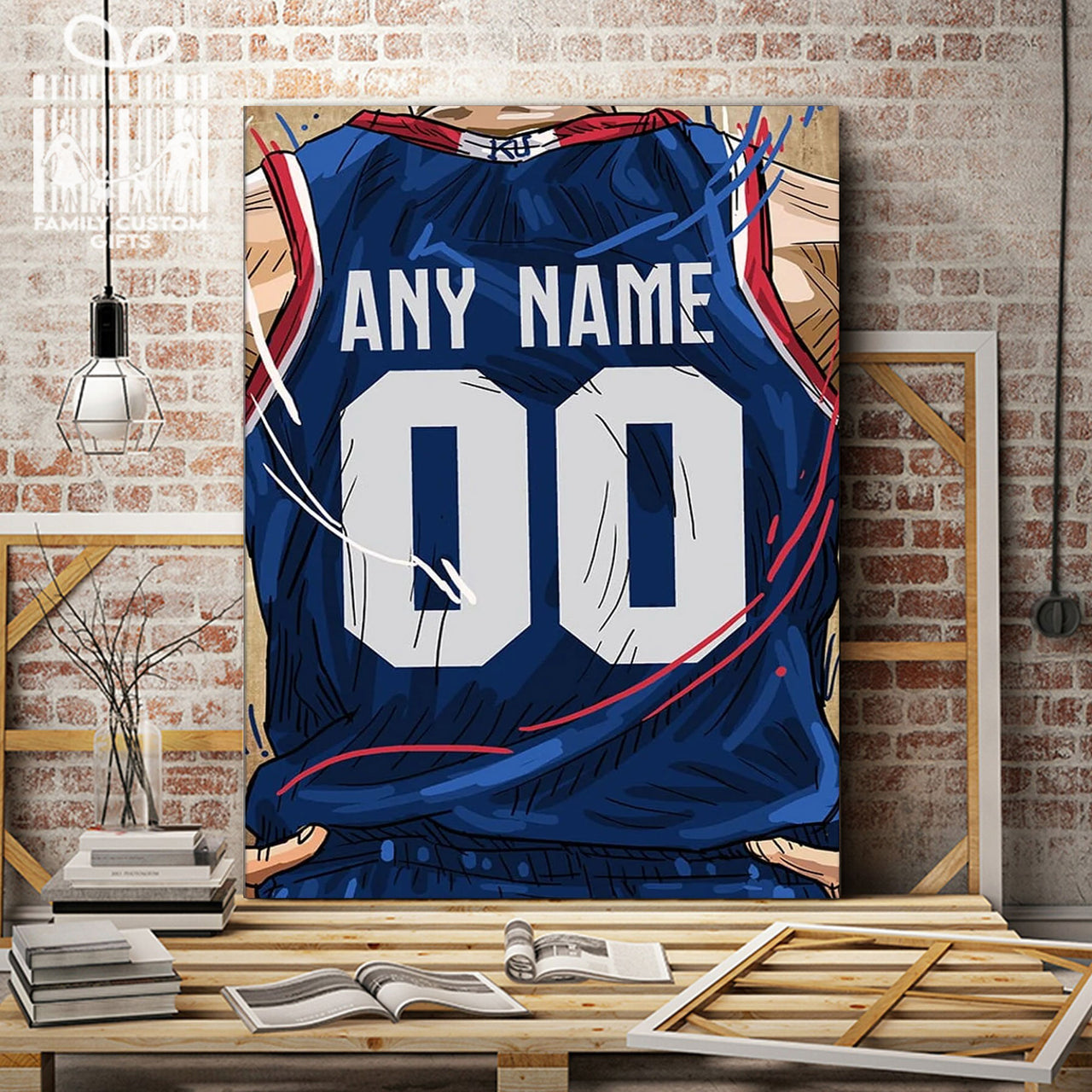 Kansas Jayhawks Jersey Custom Canvas Print Wall Art for Boy Girl Men Women Basketball Personalized Canvas Art