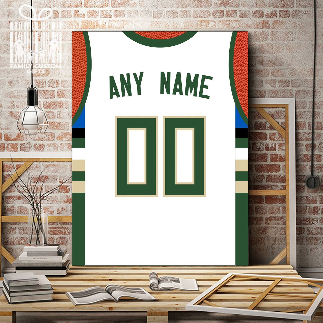 Milwaukee Jersey Custom Canvas Print Wall Art for Boy Girl Men Women Basketball Personalized Canvas Art